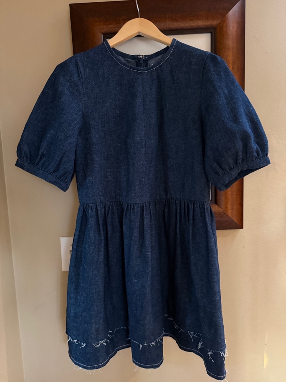 &daughter Esther Organic Cotton Hemp Raw Edge Denim Mini Dress UK8 | US4 - Picture 5 of 9